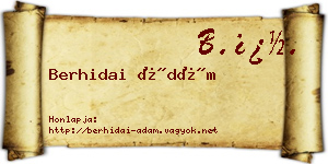 Berhidai Ádám névjegykártya